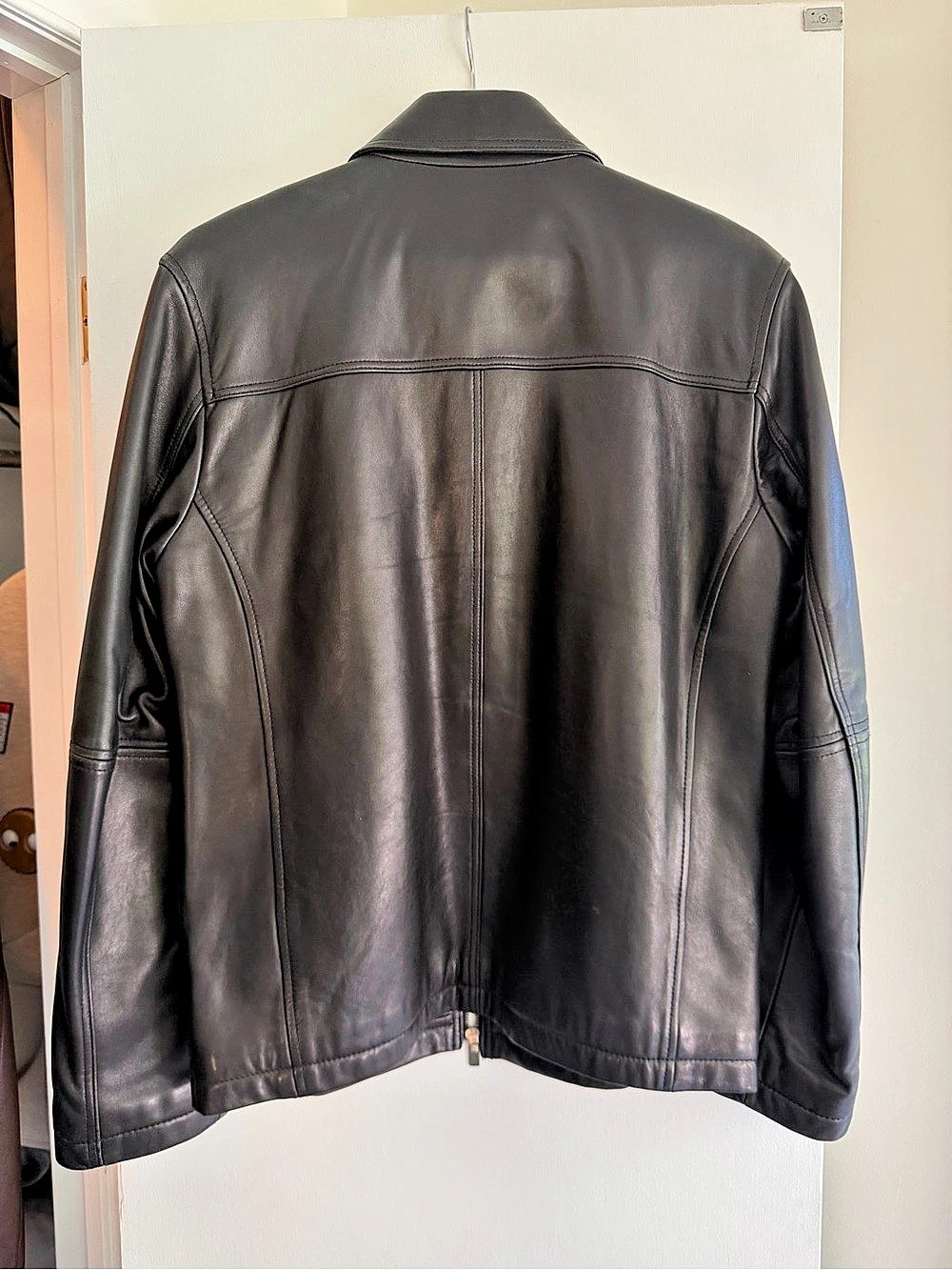 Cole Haan Men’s Genuine Lambskin Leather Full Zip Jacket Black Small